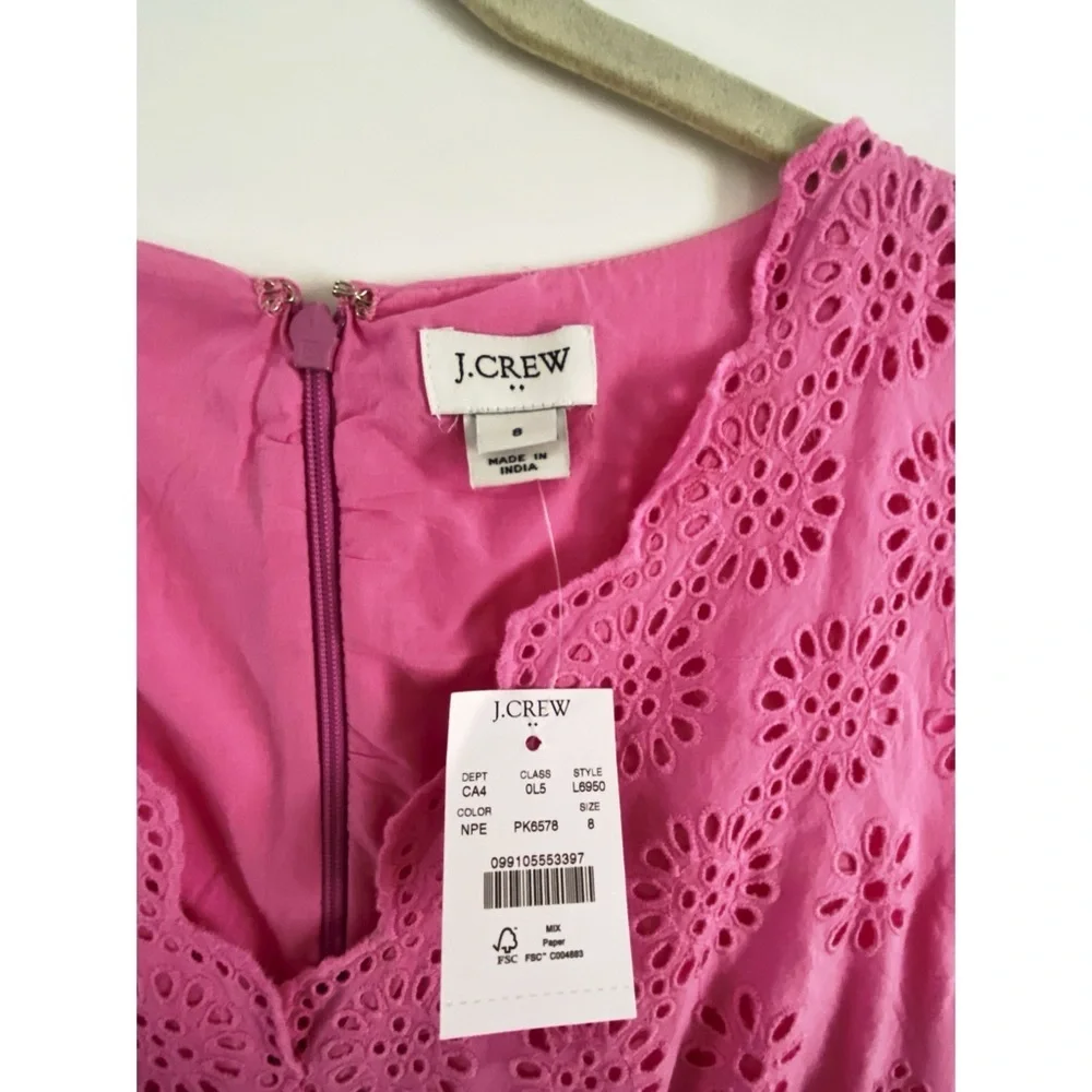 J. Crew Pink Eyelet Mini Dress